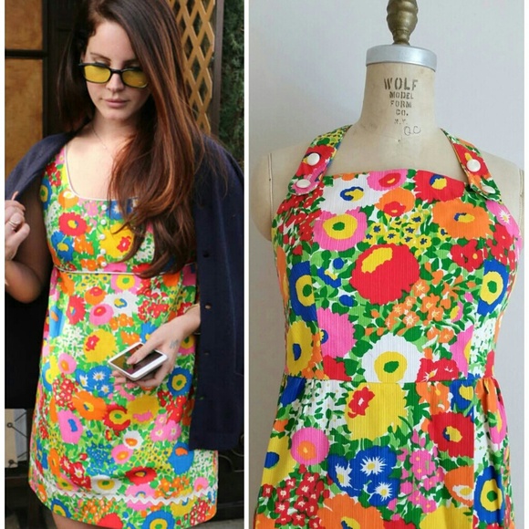60s Vintage floral dress Lana Del Rey dress - Picture 5 of 6